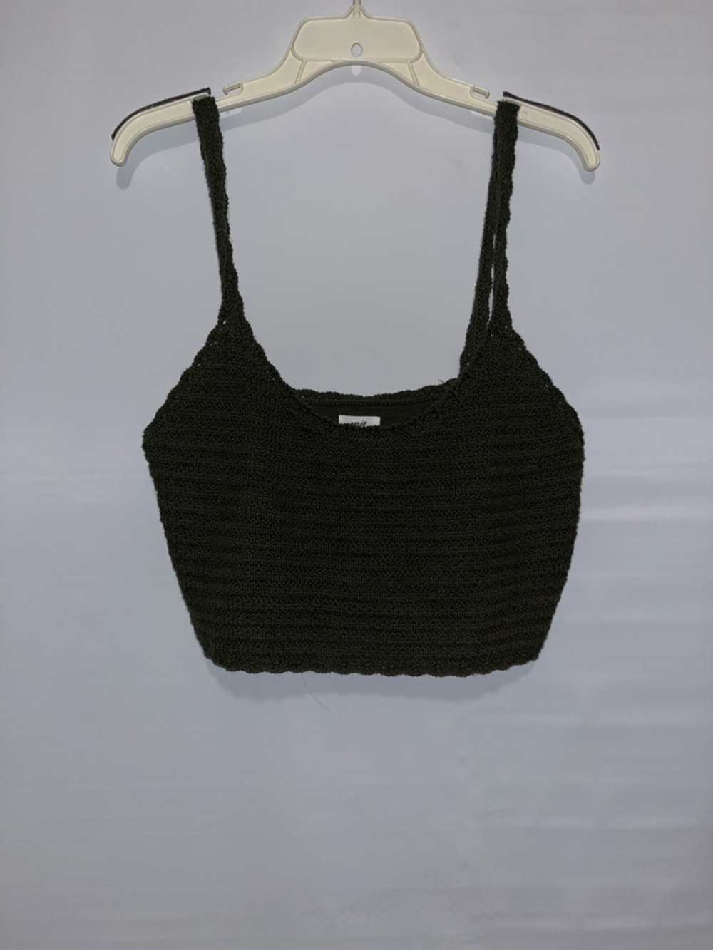 NWT  Aerie Summer Nights Crochet Olive  Green Cropped Tank Top Women’s Size M